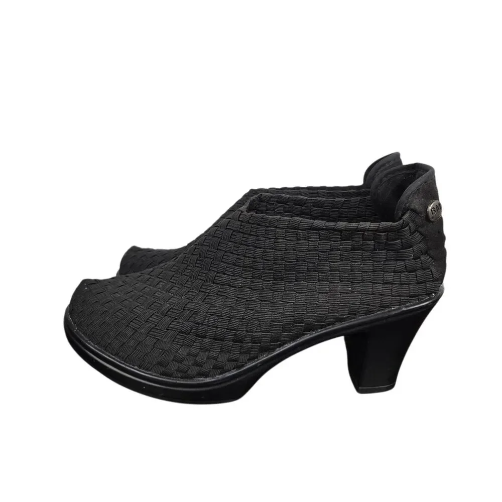 Bernie Mev Chesca Ankle Boots Sz 38 US 7.5 - 8 Black Woven Block Heel